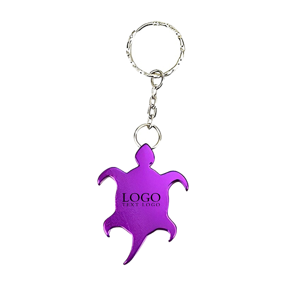 Turtle Shape Bottle Opener Keyring Purple With Logo