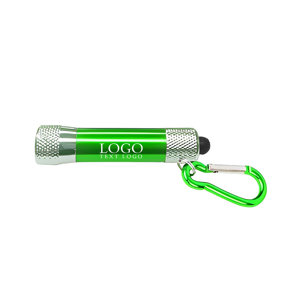 5 LED Aluminum Flashlight Keychain With Carabiner Green With Logo