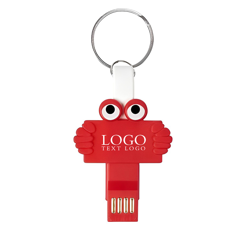 Clipster Buddy 3-In-1 Charging Cable Key Ring Red With Logo
