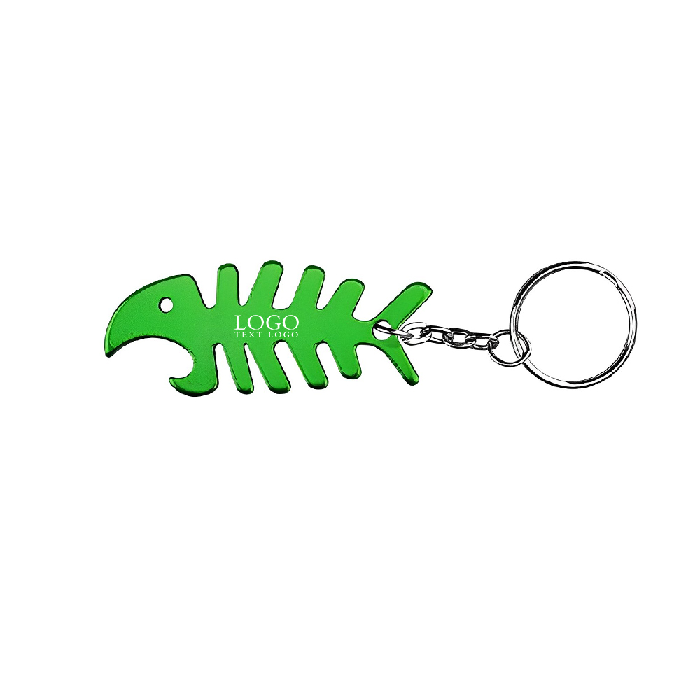 Green Fish Bone Shaped Metal Bottle Opener with Key Holder With Logo