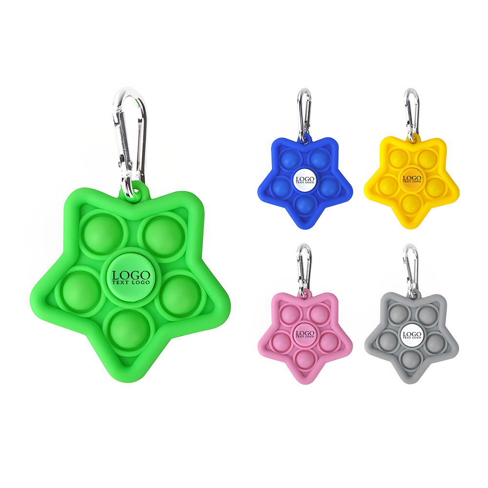 Mini Star Pop Fidget Spinner Keychain Multi Color With Logo