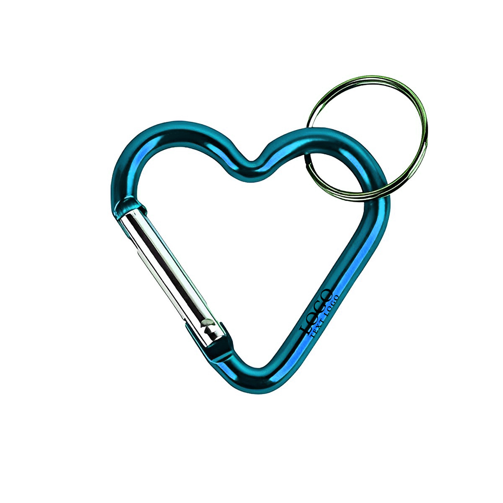 Heart Shape Carabiner Key Chain Light Blue With Logo