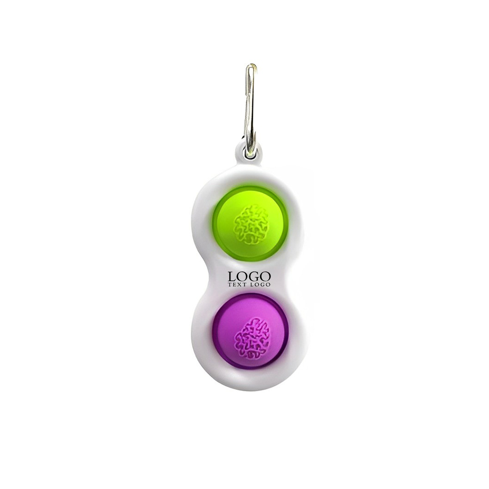Push Pop Bubble Fidget Toy Keychains Green With Logo