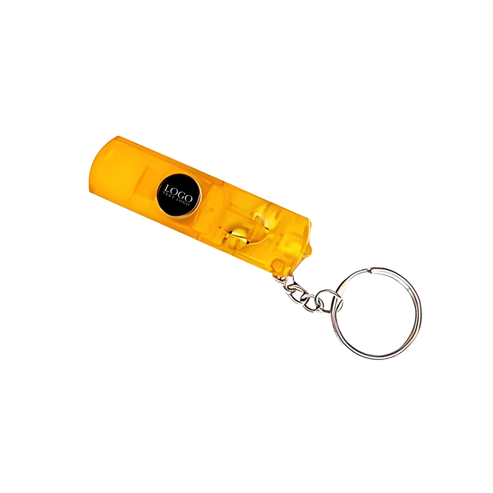 Transparent Compass Whistle Led Light Keyring Yellow With Logo