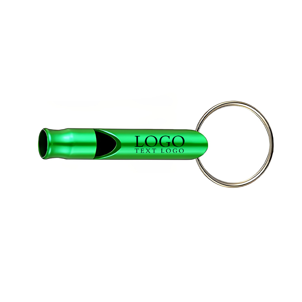 Green Outdoors Whistle Key Ring With Logo