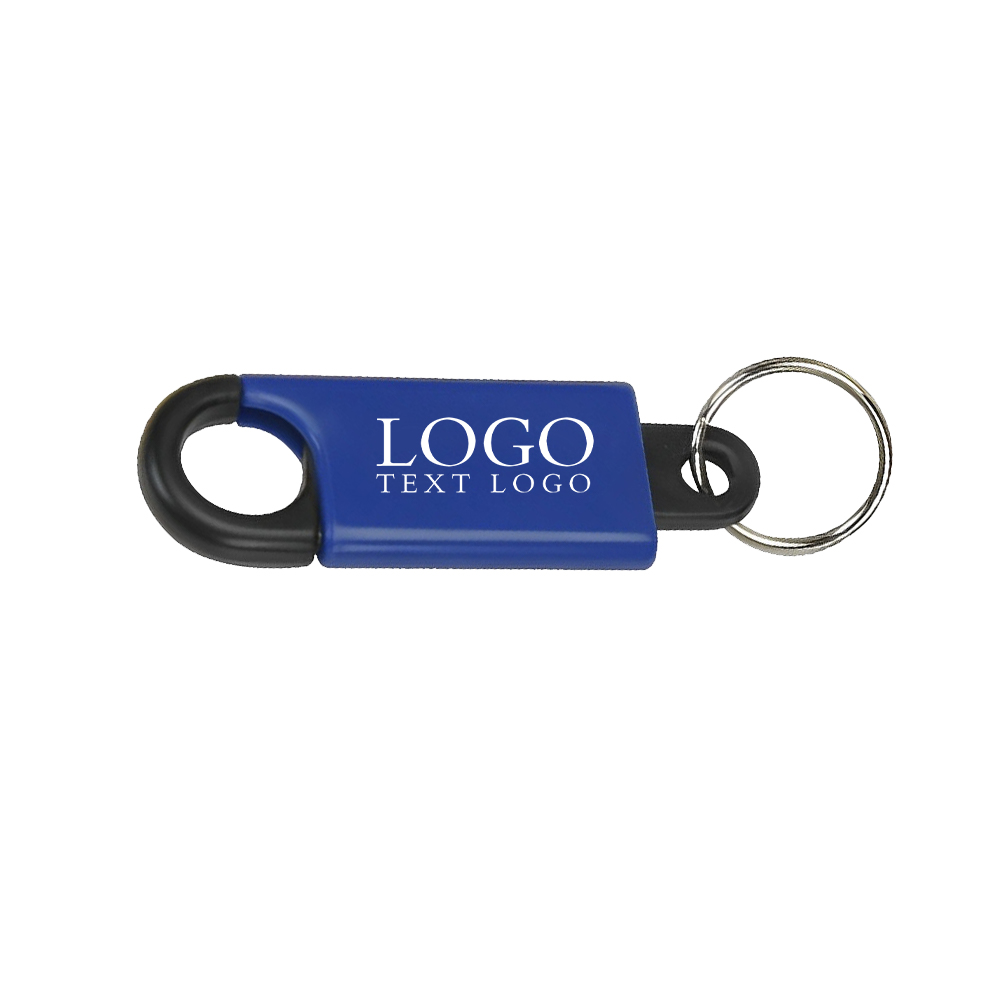 Button Activated Clip Keyring Blue  Logo