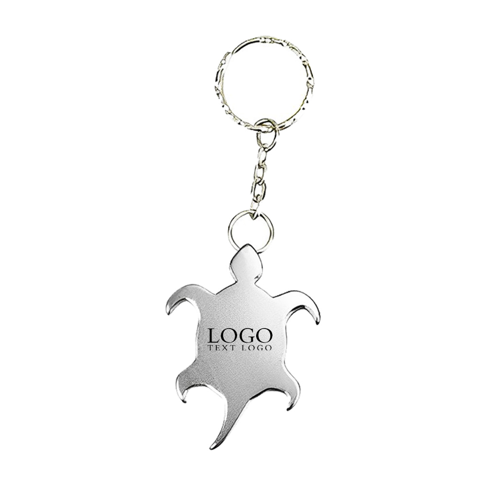 Turtle Shape Bottle Opener Keyring Silver With Logo