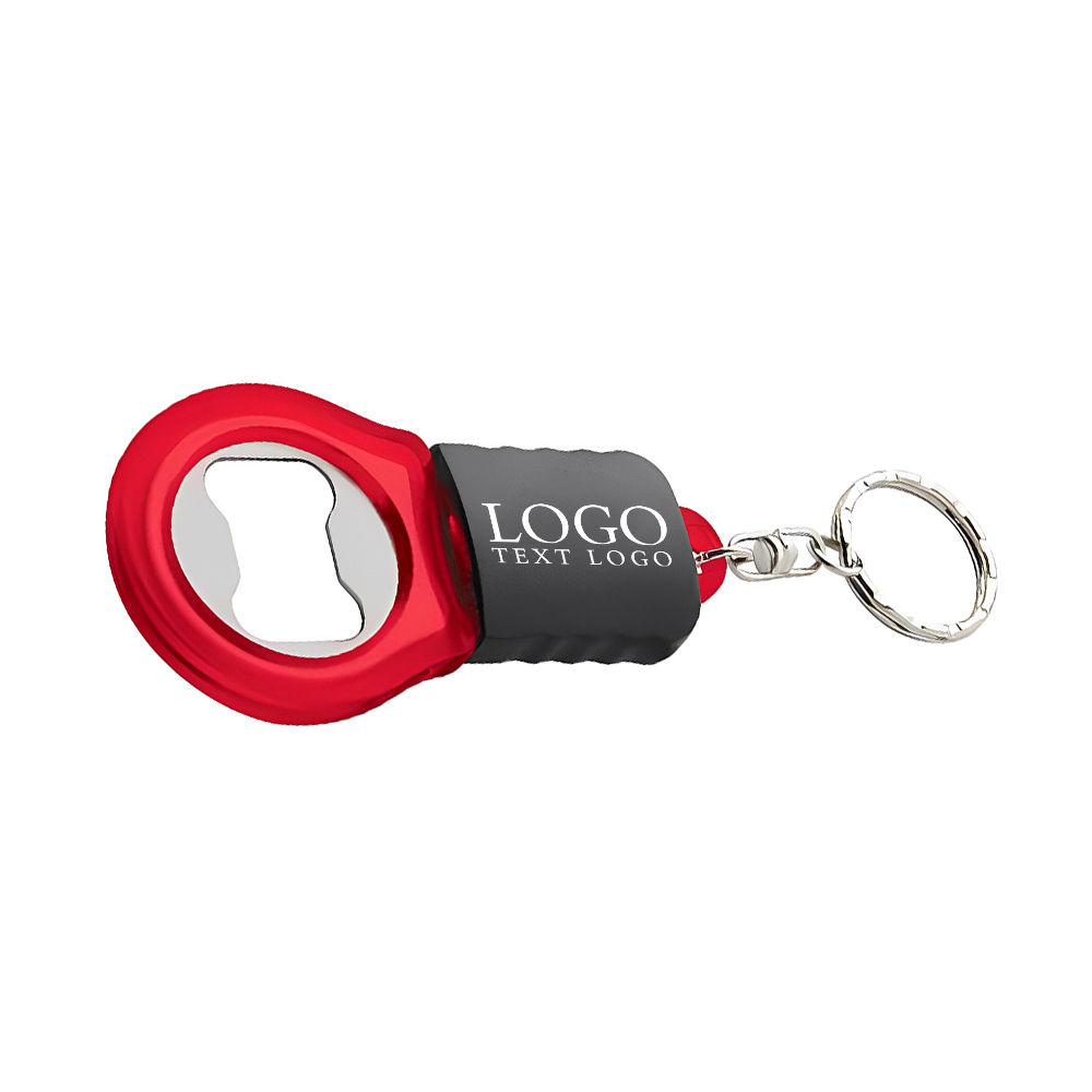 Custom LED Bottle Opener Keychain Red With Logo