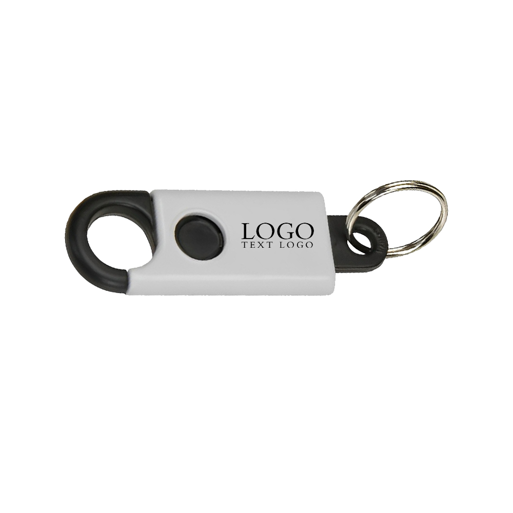 Button Activated Clip Keyring Sliver Logo