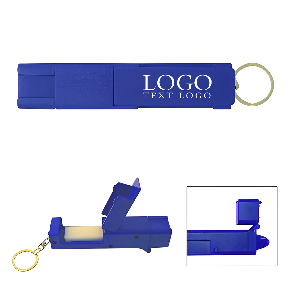Sanitary Door Opener Touch Tool Keychain Logo Blue