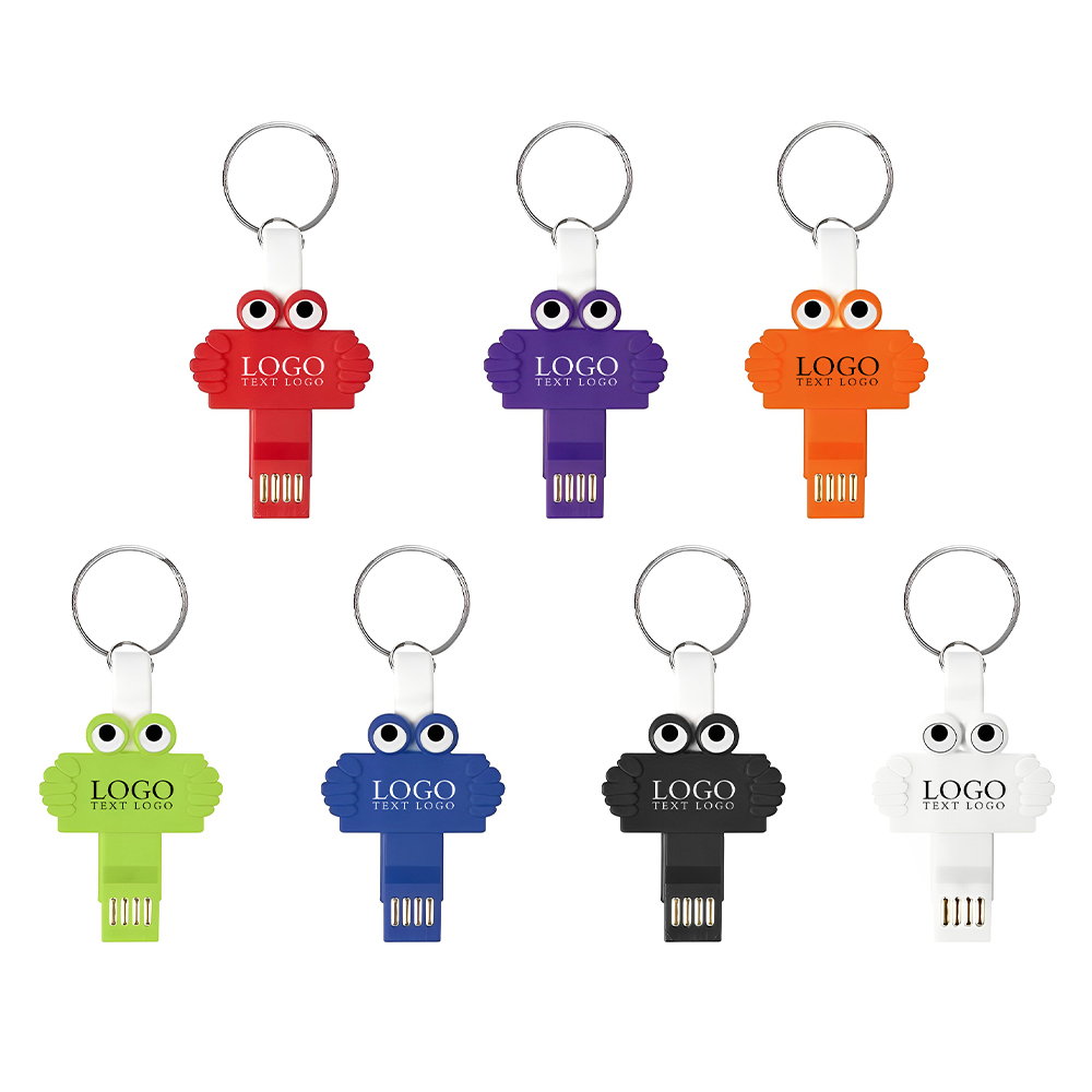 Clipster Buddy 3-In-1 Charging Cable Key Ring Group With Logo