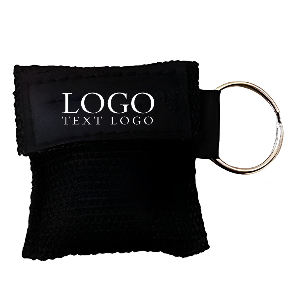 Cpr Face Shield Mask Keyring Black With Logo