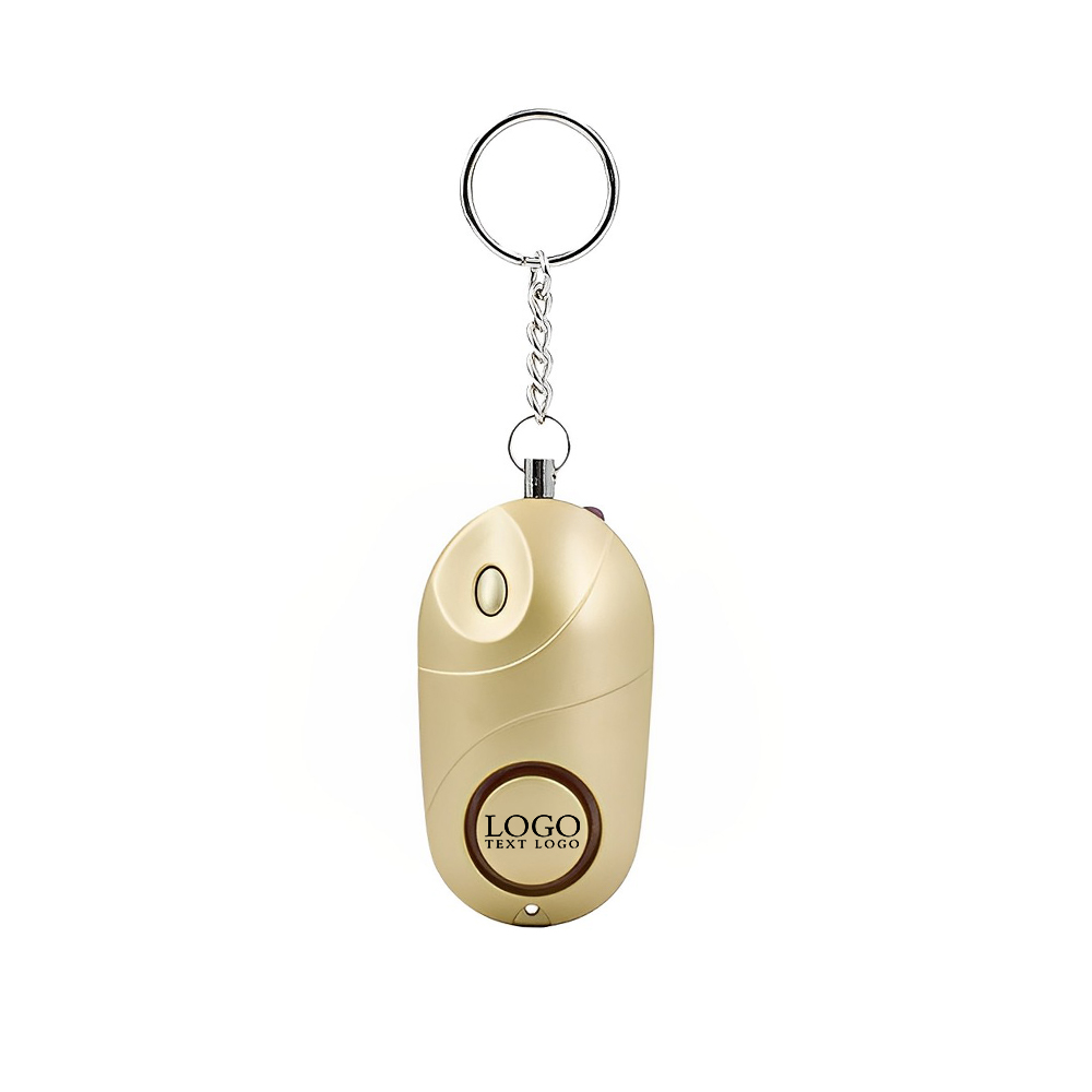 Gold Safety LED Light & Alarm Key Chain With Logo