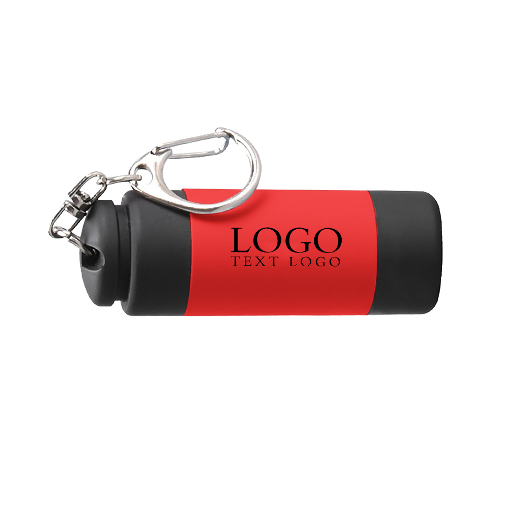 Red Mini Keychain With Flashlight With Logo