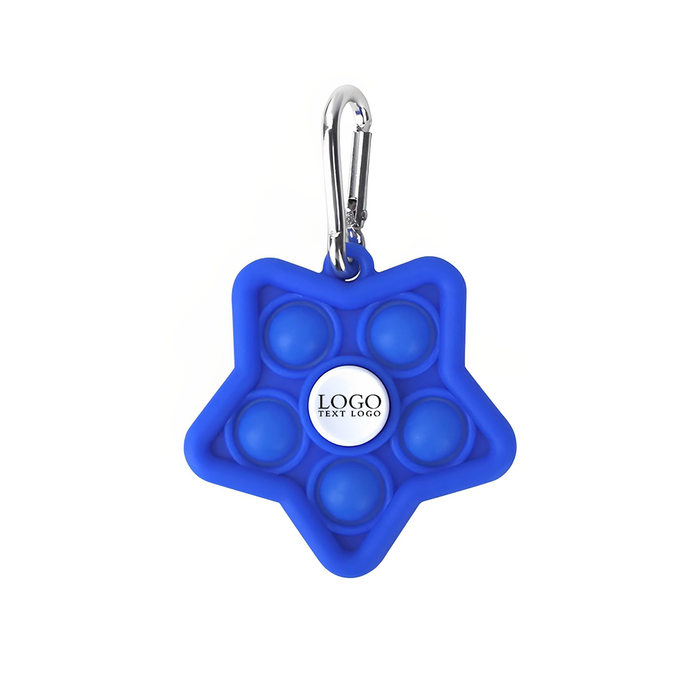 Blue Mini Star Pop Fidget Spinner Keychain With Logo