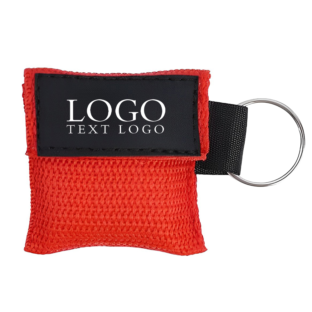 Cpr Face Shield Mask Keyring Red With Logo