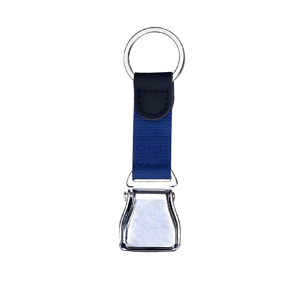 Airplane Seatbelt Buckle Key Ring Blue Blank