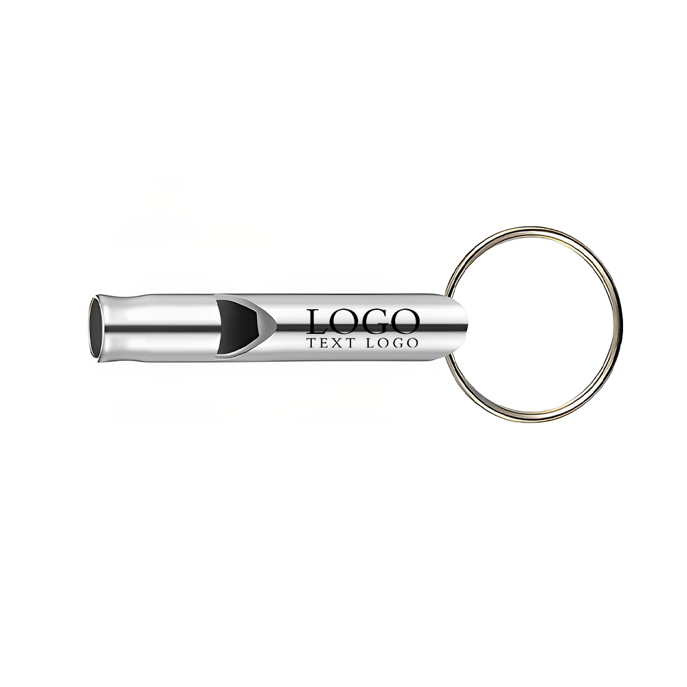 Silver Outdoors Whistle Key Ring With Logo