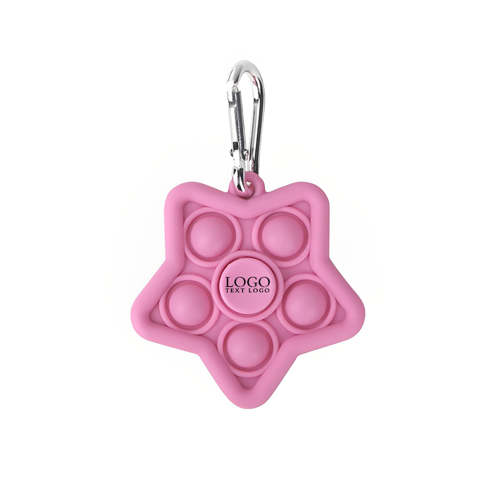 Pink Mini Star Pop Fidget Spinner Keychain With Logo
