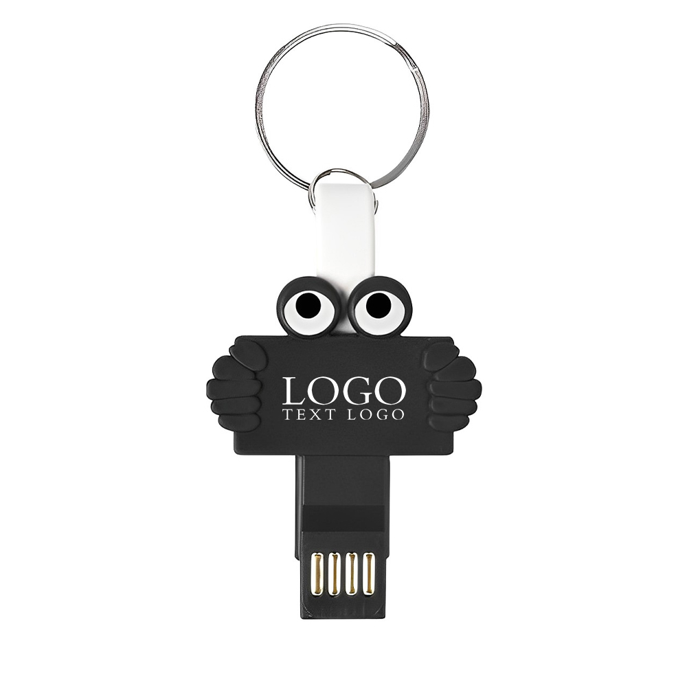 Clipster Buddy 3-In-1 Charging Cable Key Ring Black With Logo