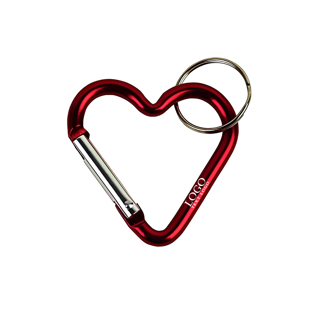 Heart Shape Carabiner Key Chain Red With Logo