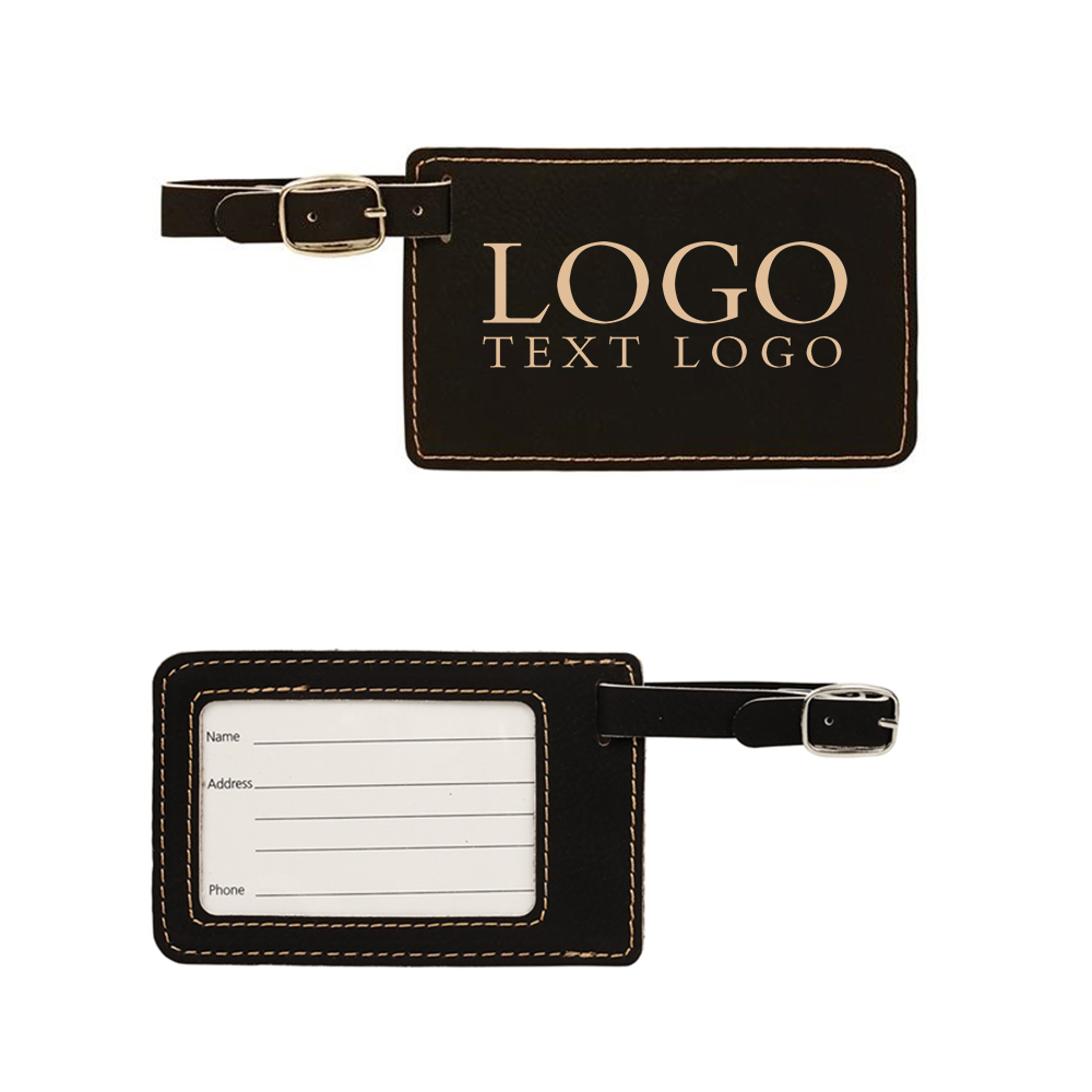 Leatherette Luggage Tag Black Group With Logo