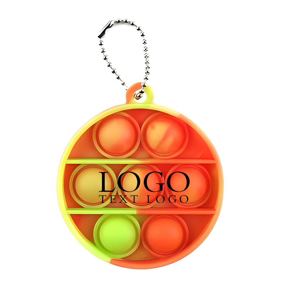 Push Popping Bubble Keychain Logo Orange