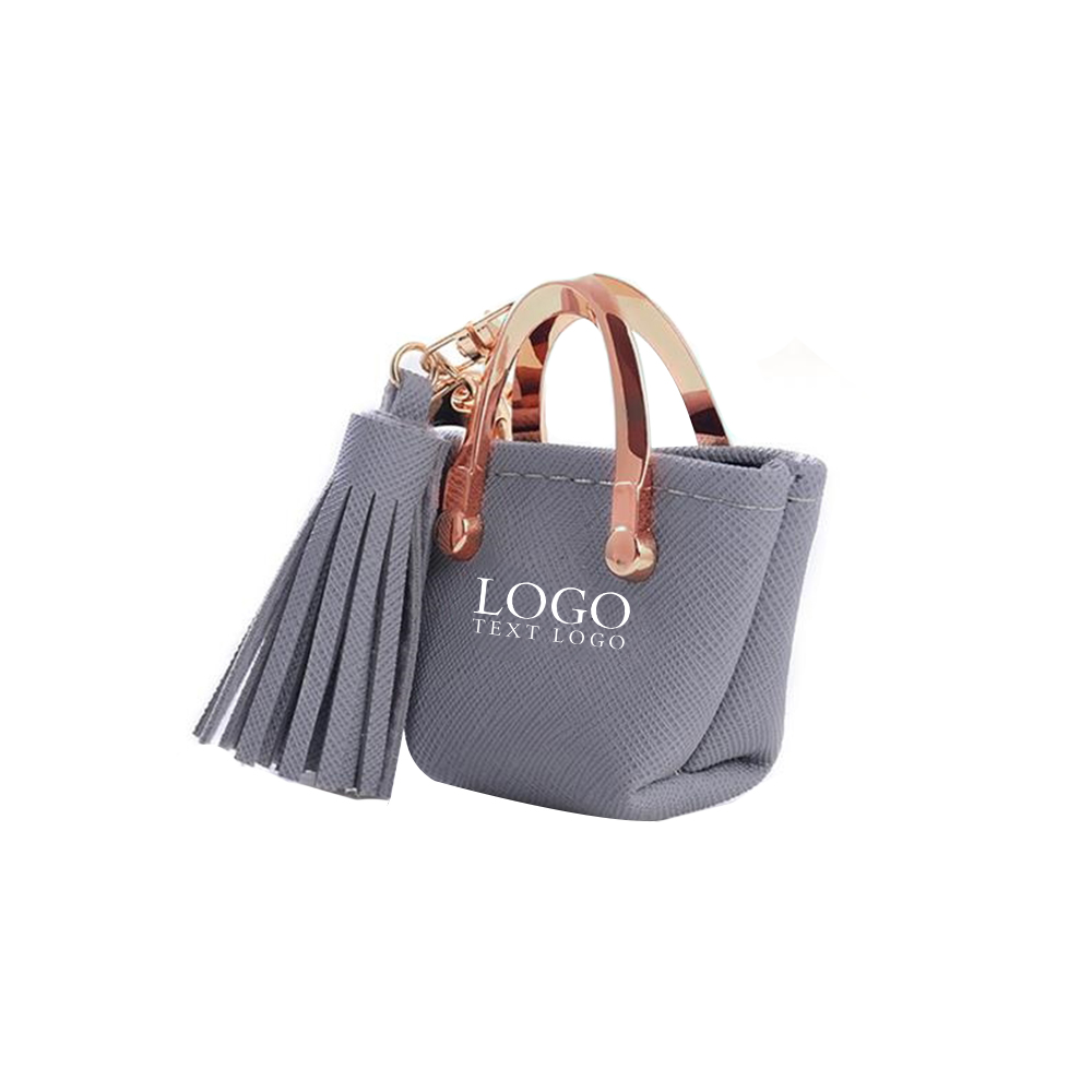 Gray Leather Kiss Lock Coin Purse Wallet With Logo