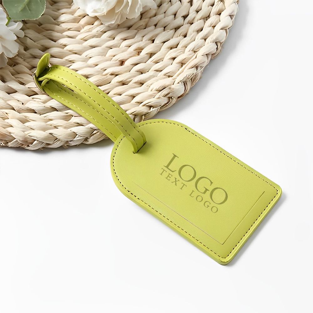 Custom PU Luggage Tag Case Green With Embossed Logo