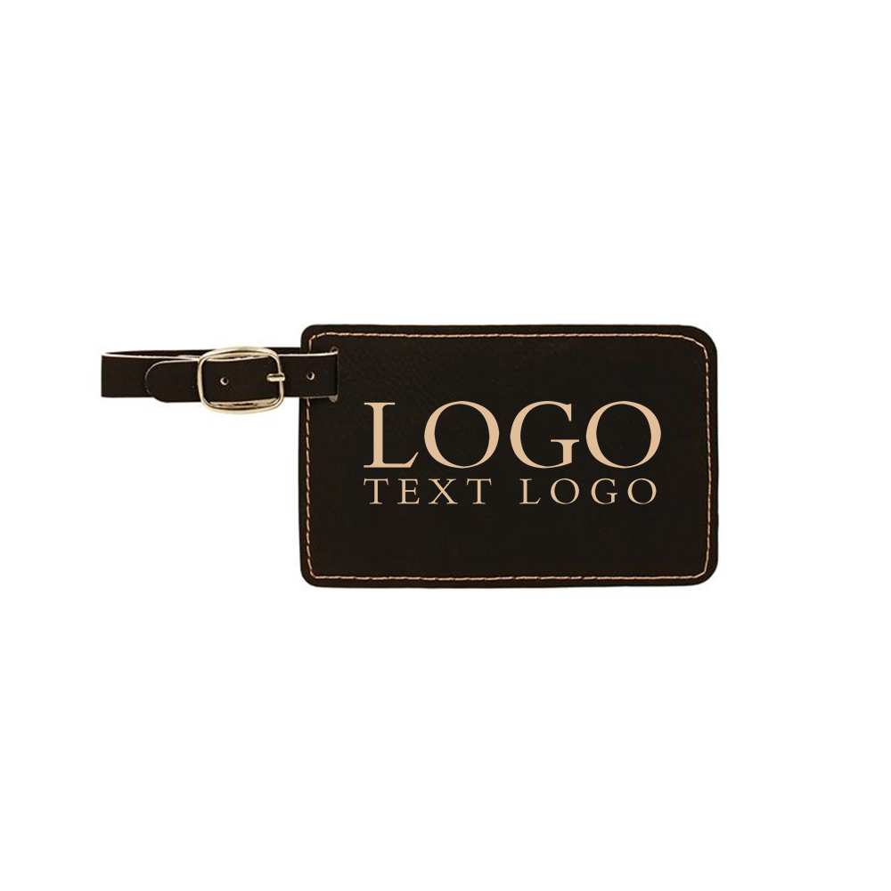 Leatherette Luggage Tag Black With Logo