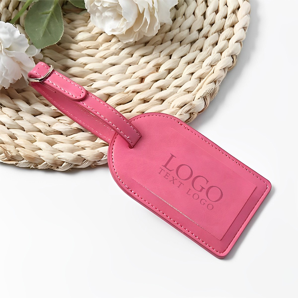 Custom PU Luggage Tag Case Pink With Embossed Logo