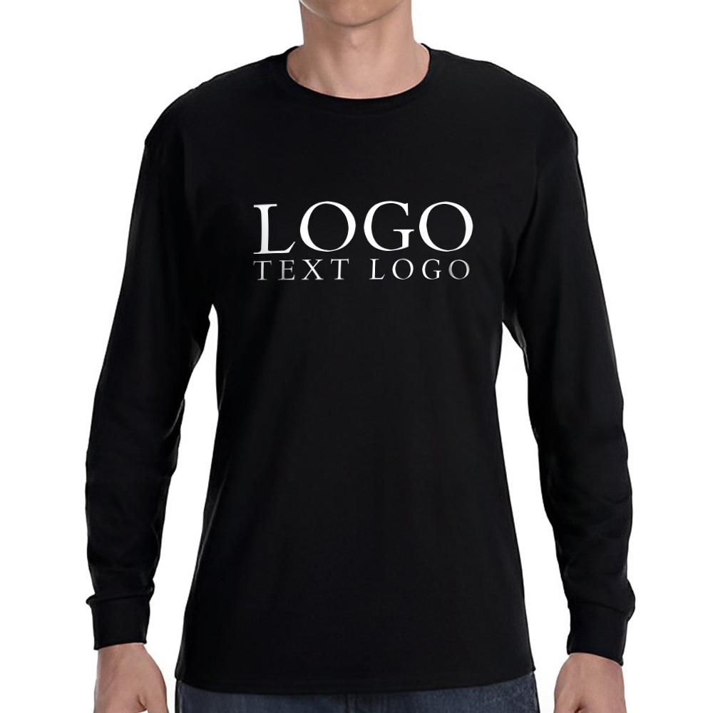 Marketing Gildan Heavy Cotton Long Sleeve T-Shirt Black With Logo