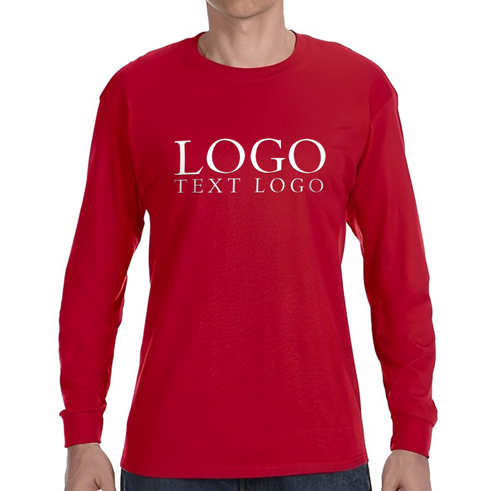Marketing Gildan Heavy Cotton Long Sleeve T-Shirt Garnet With Logo
