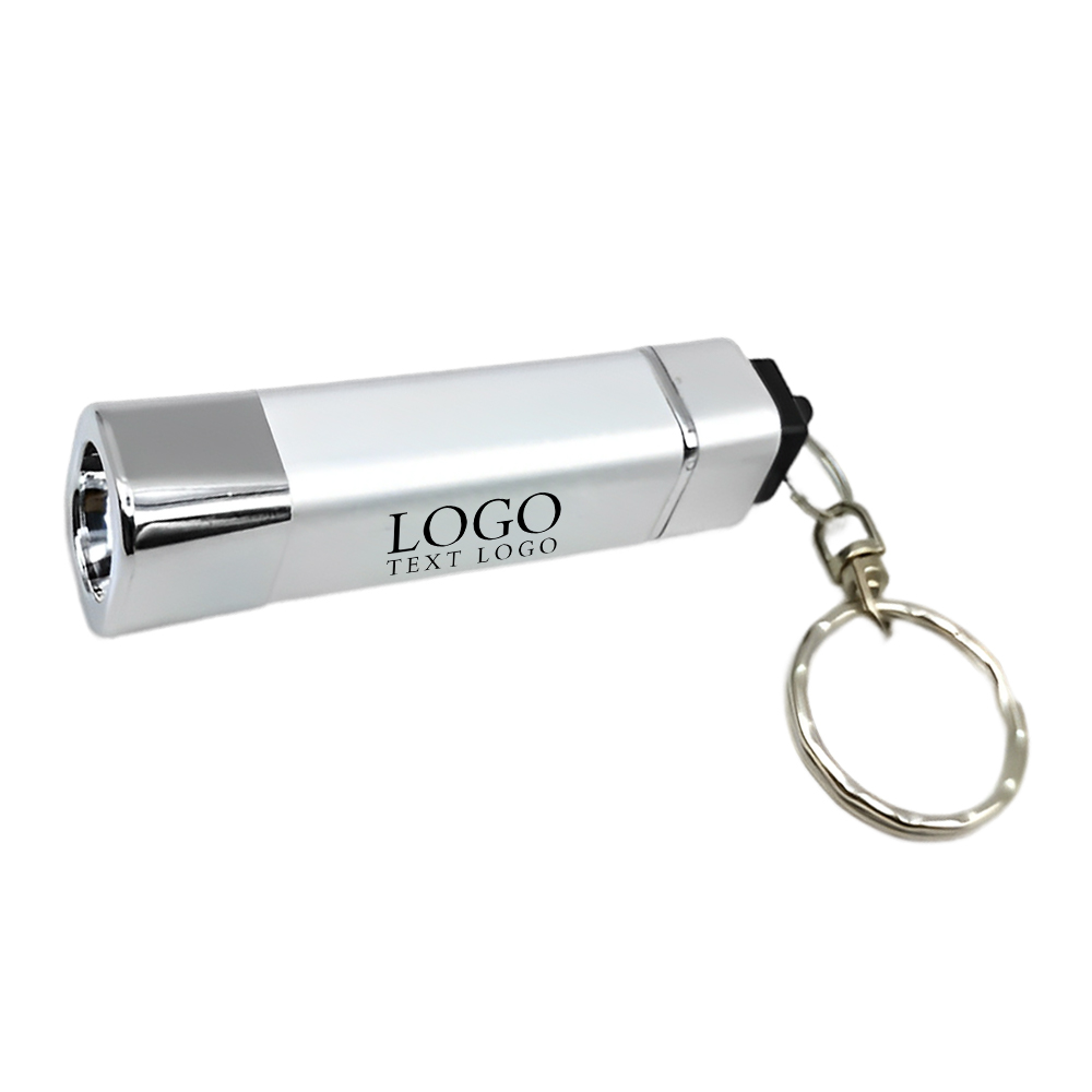 Marketing Square LED Flashlight Keychain Silver With Logo