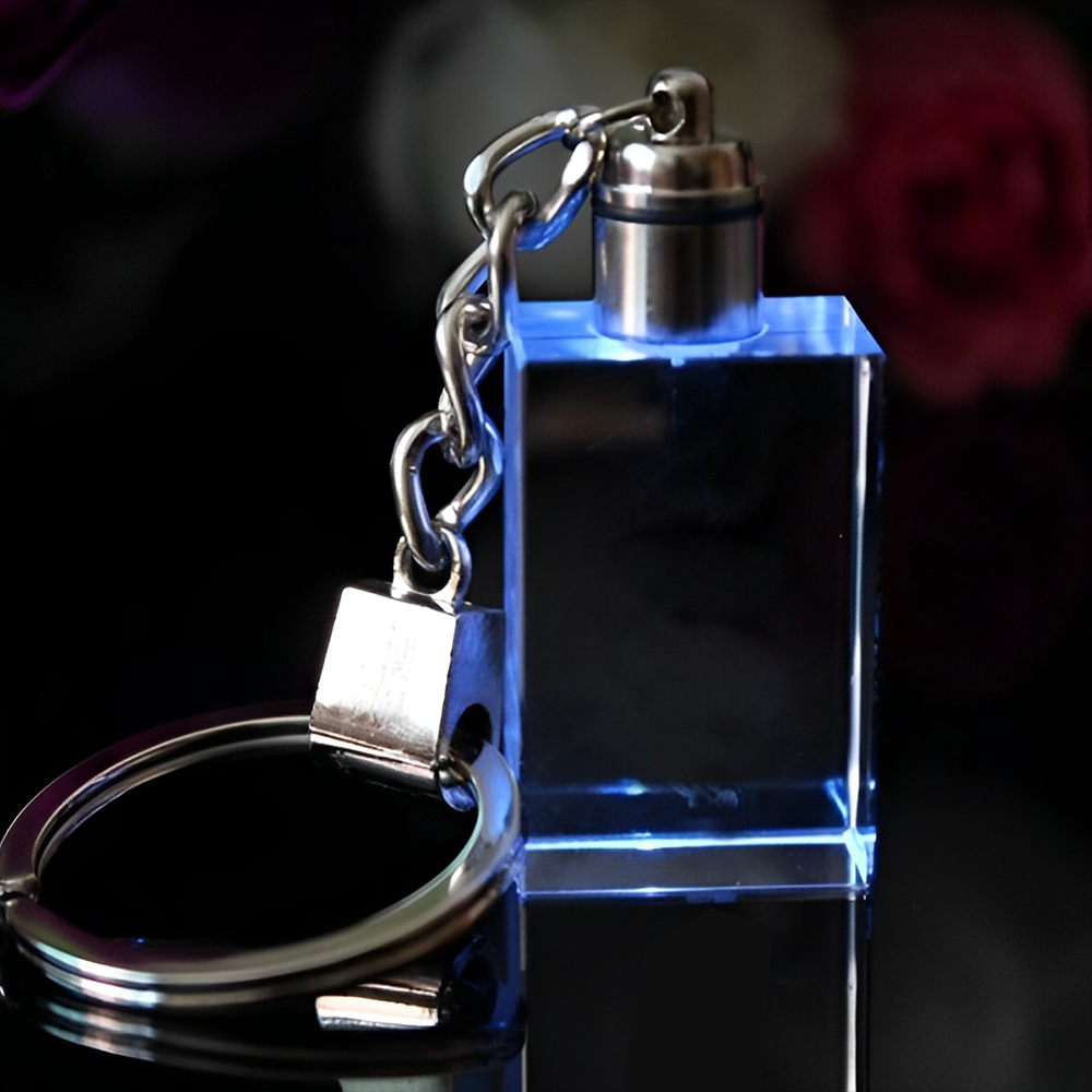 3D Crystal Keychain Blue