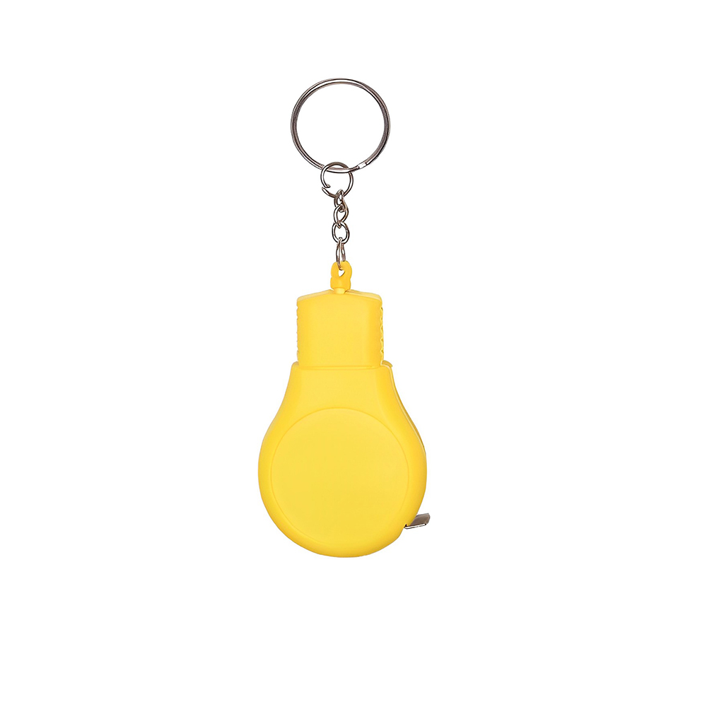 Light Bulb Shape Tape Measure Keychain Yellow Blank