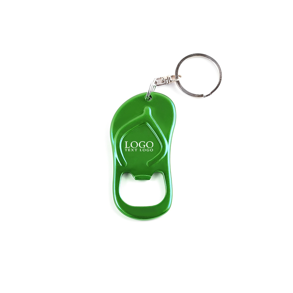 Marketing Sandal Bottle Opener Key Chain Green With Logo