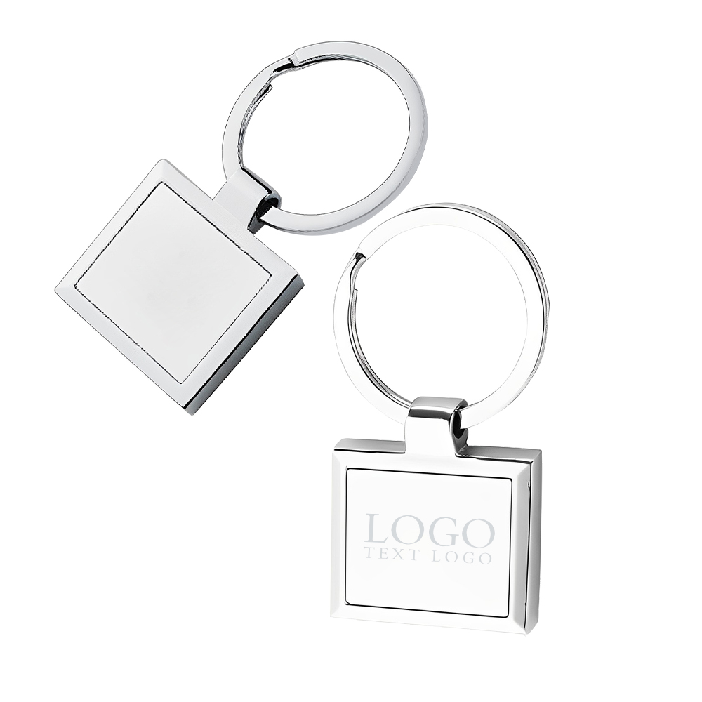 Square Frame Metal Keychains Logo Group