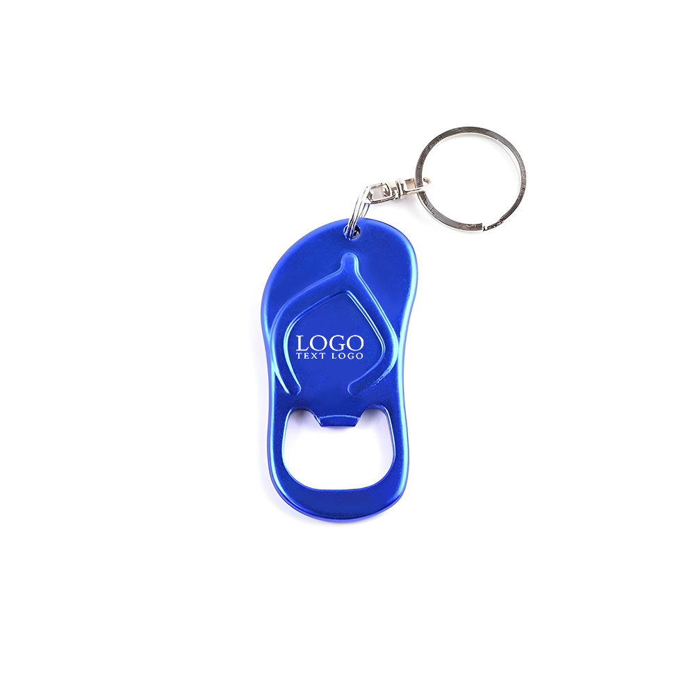 Marketing Sandal Bottle Opener Key Chain Blue With Logo