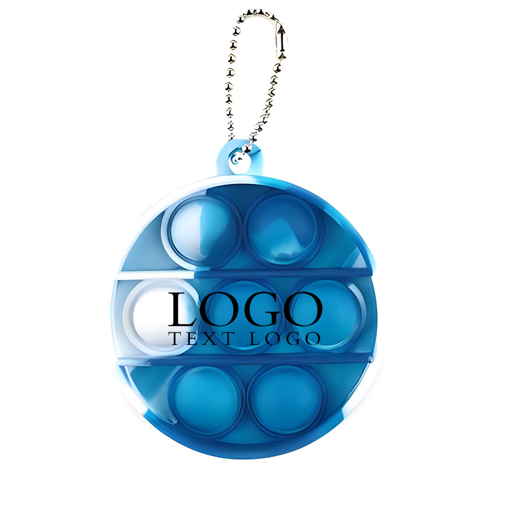 Push Popping Bubble Keychain Logo Blue