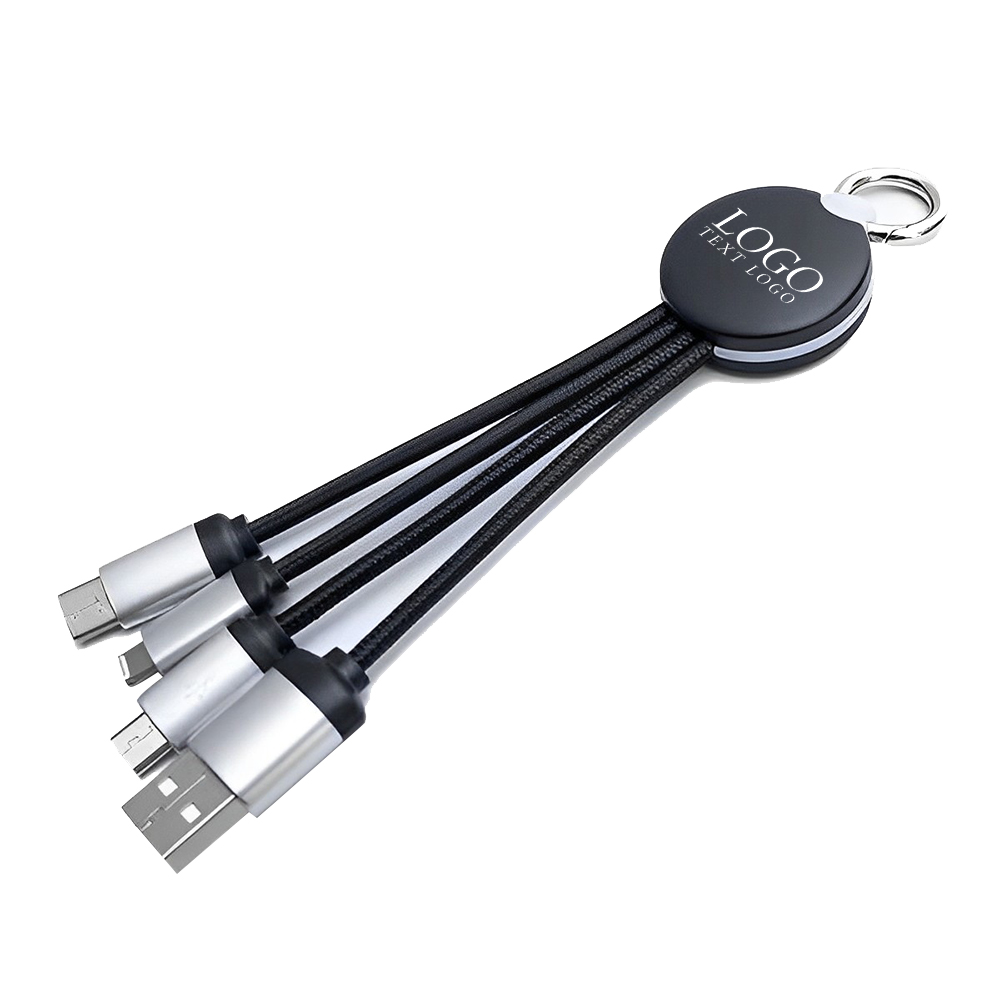 3 in1 USB Cable Keychain Black Logo
