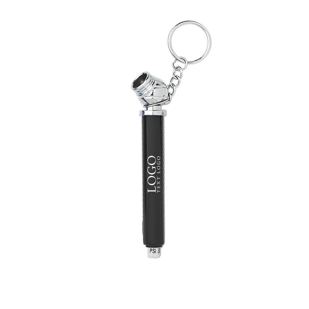 Custom Mini Tire Gauge Key Chains Metallic Black With Logo