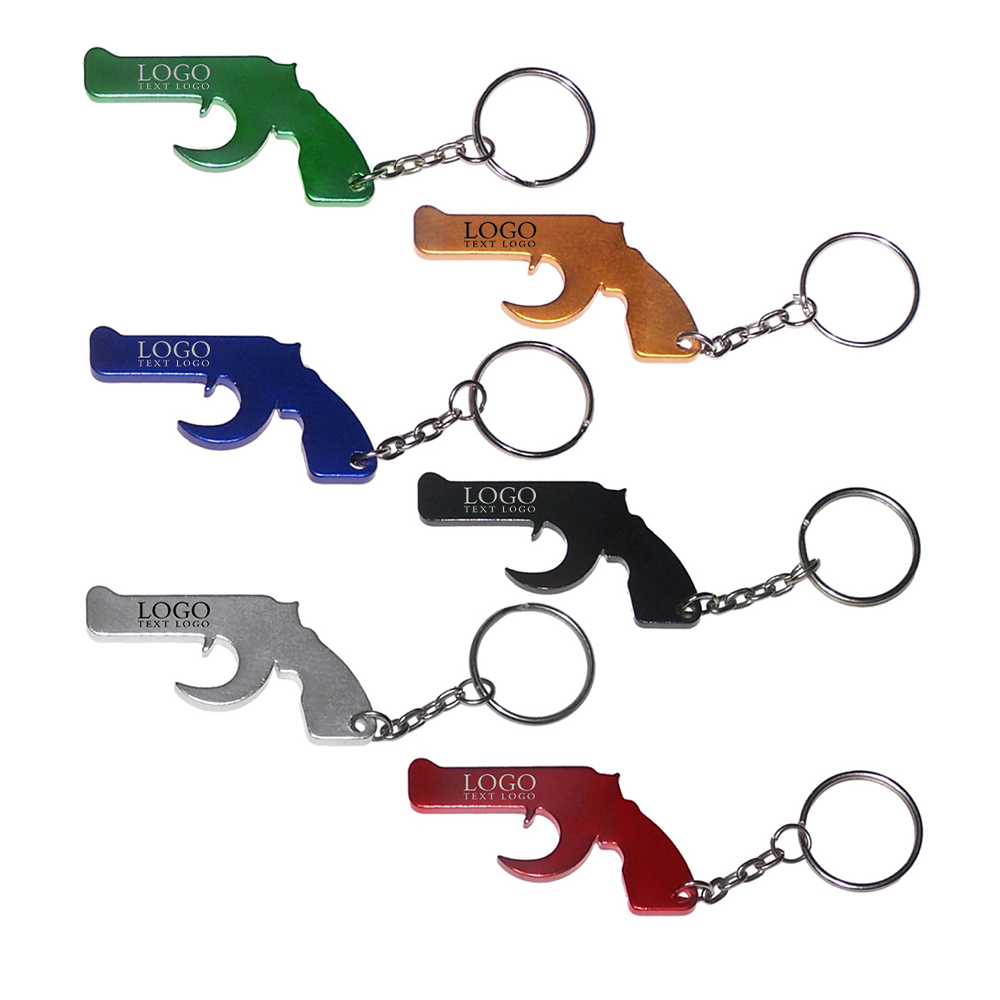 Gun Shape Bottle Opener Keychain Group With Logo