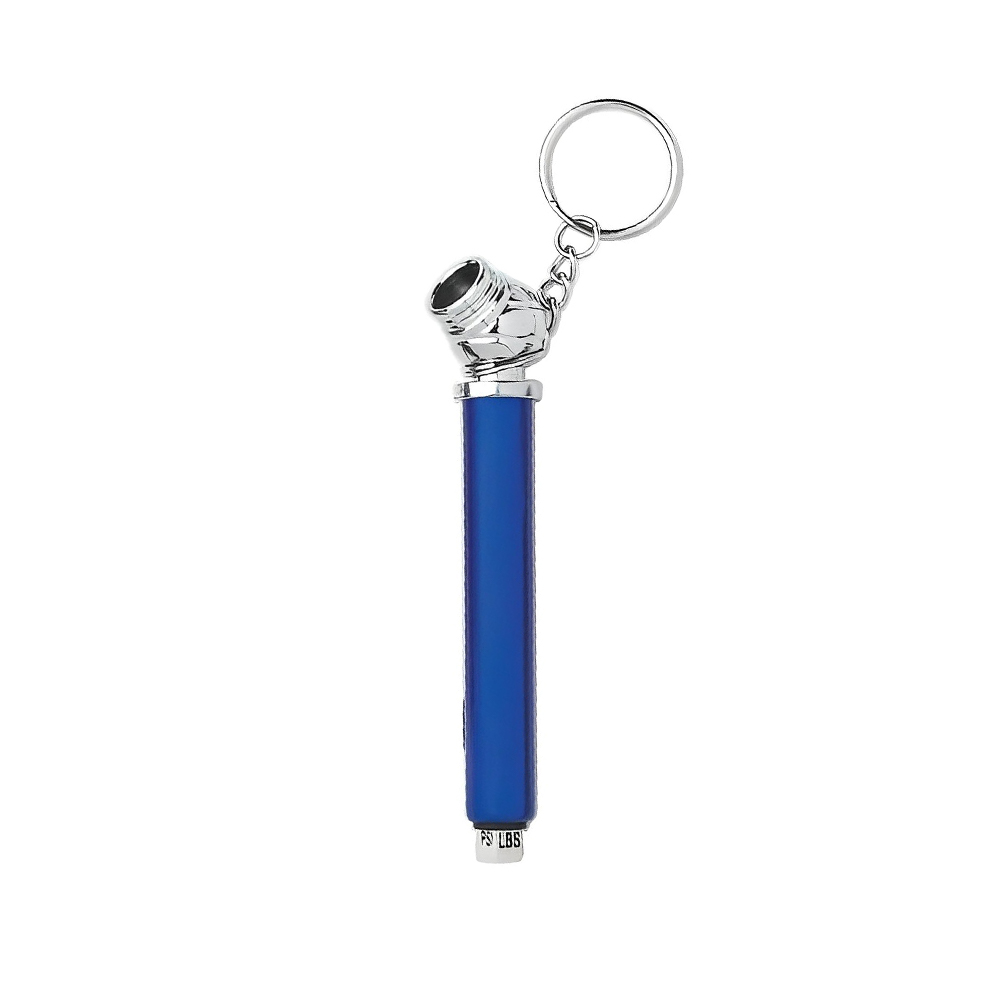 Custom Mini Tire Gauge Key Chains Metallic Blue