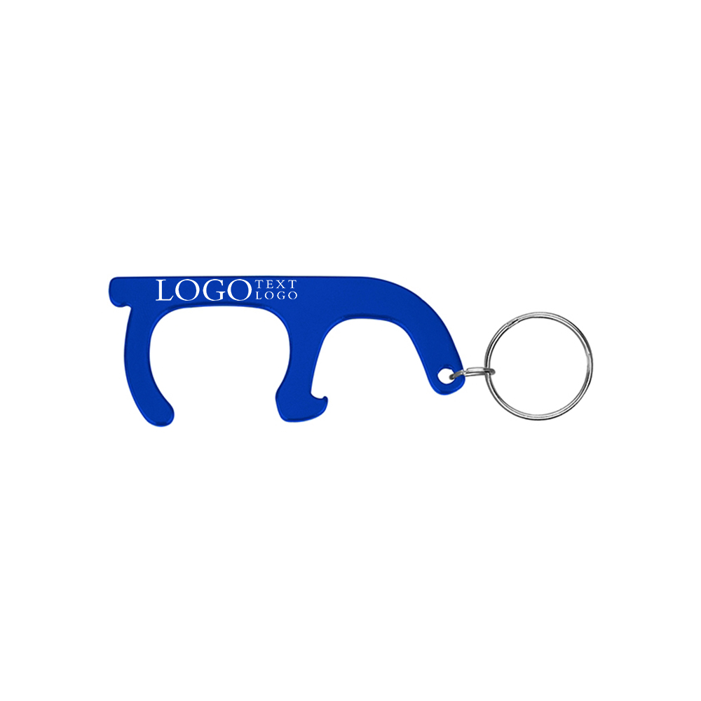 PPE Hygiene Door Opener And No-Touch Key Chain Blue With Logo