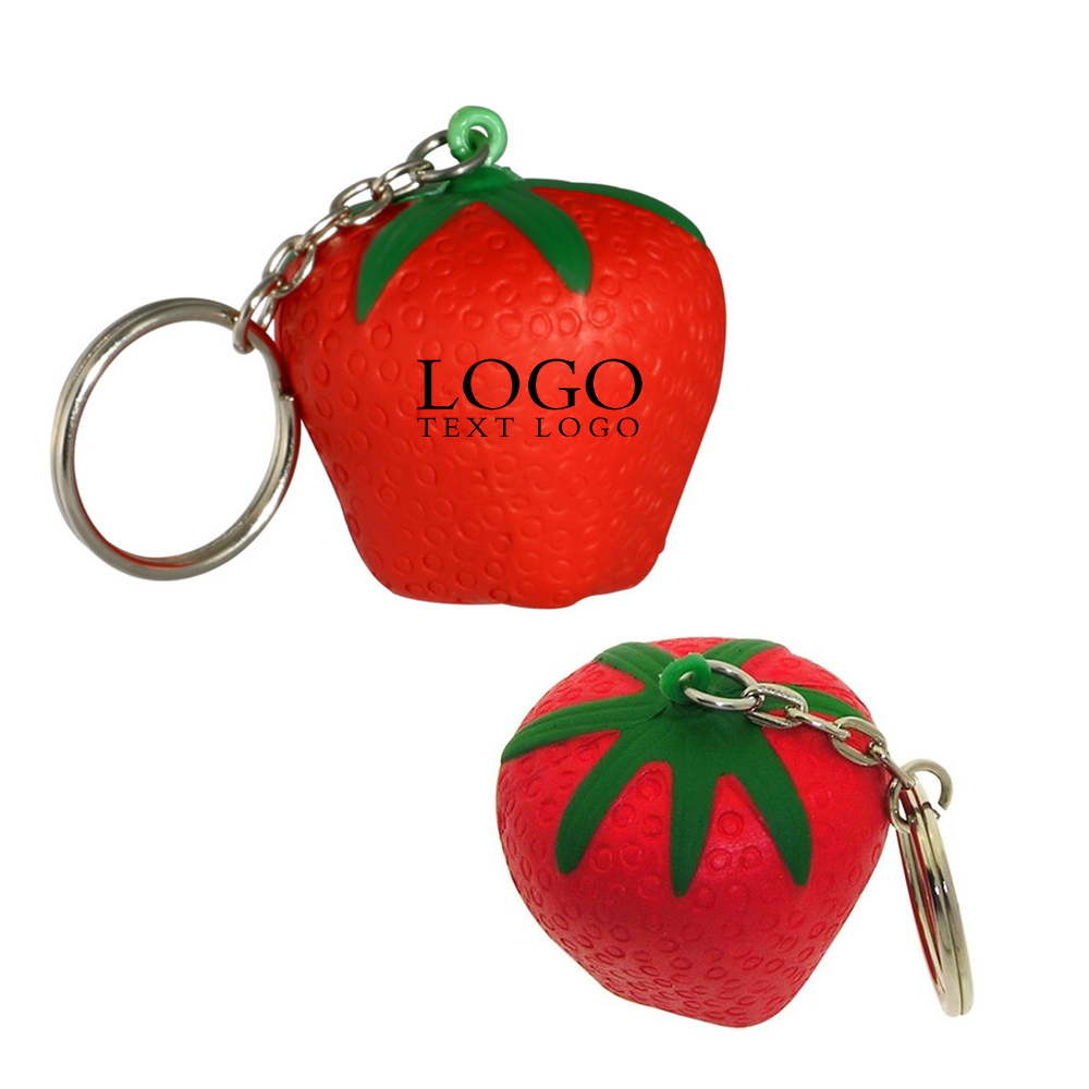 Strawberry Stress Reliever Key Chain With Logo-Group