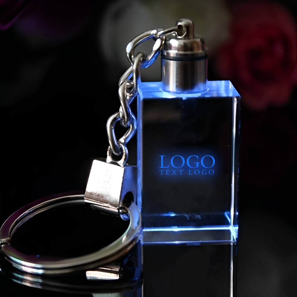 3D Crystal Keychain Blue Logo