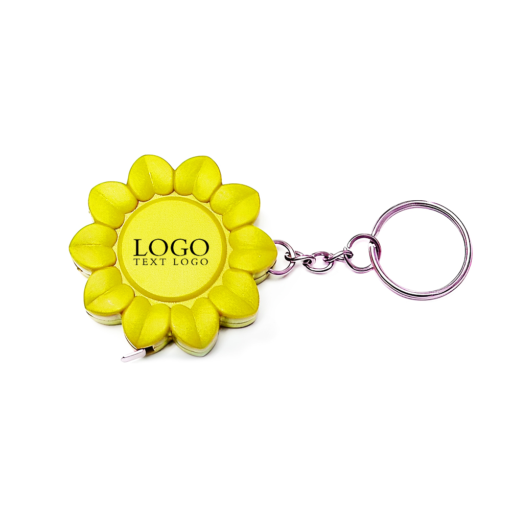 Sunflower Shape Tape Measure Key Chain Yellow With Logo