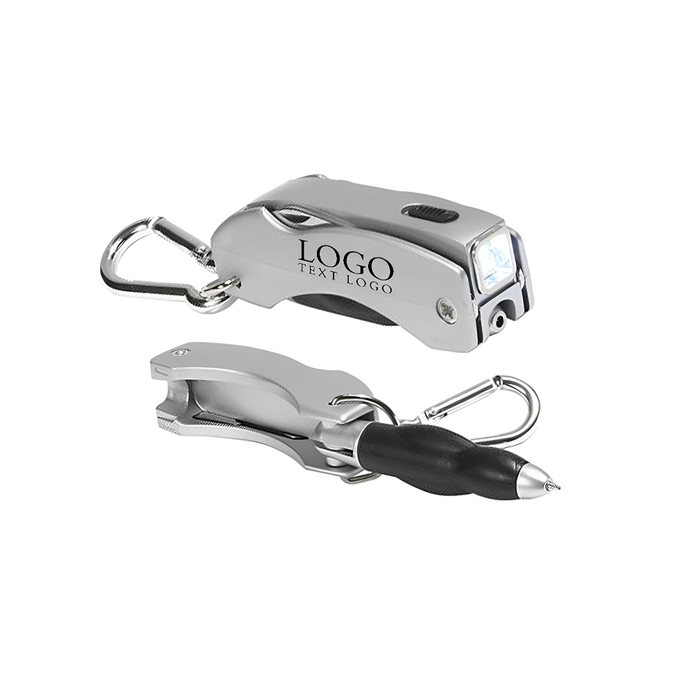 Silver The Everything Tool With Carabiner With Logo