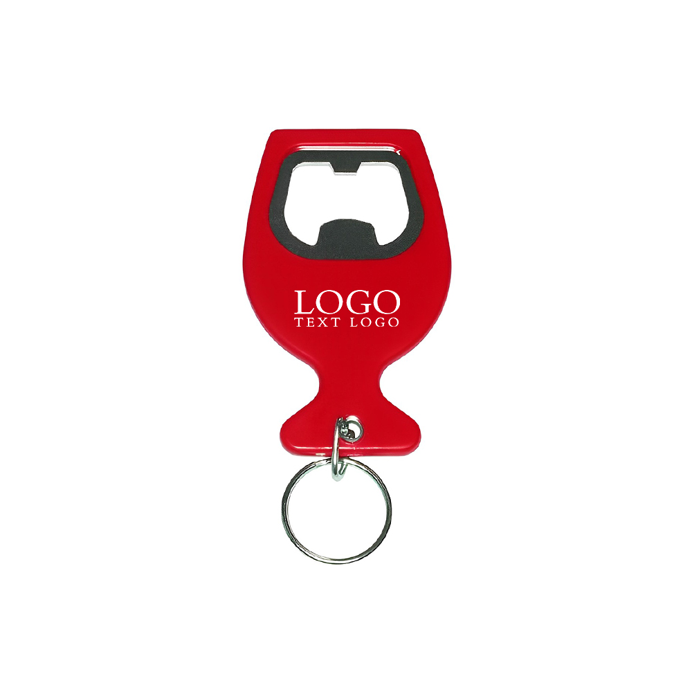 Red Wine Cup Shape Aluminum Bottle Opener Keychain With Logo